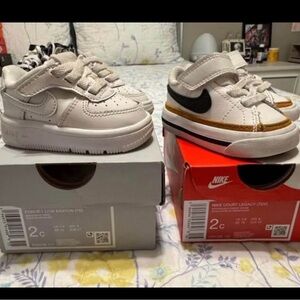 Nike Kids White and Black Sneakers with Tan Accents